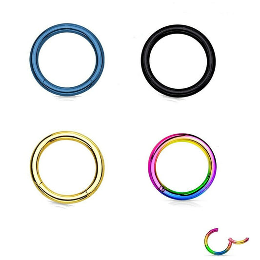 Hinged Clicker Segments Rings Pack of 4 Colors- Blue Black Gold & MultiColor 16g