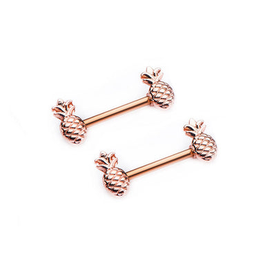 Pair of Nipple Barbells with Forward Facing Pineapple Nipple Barbells