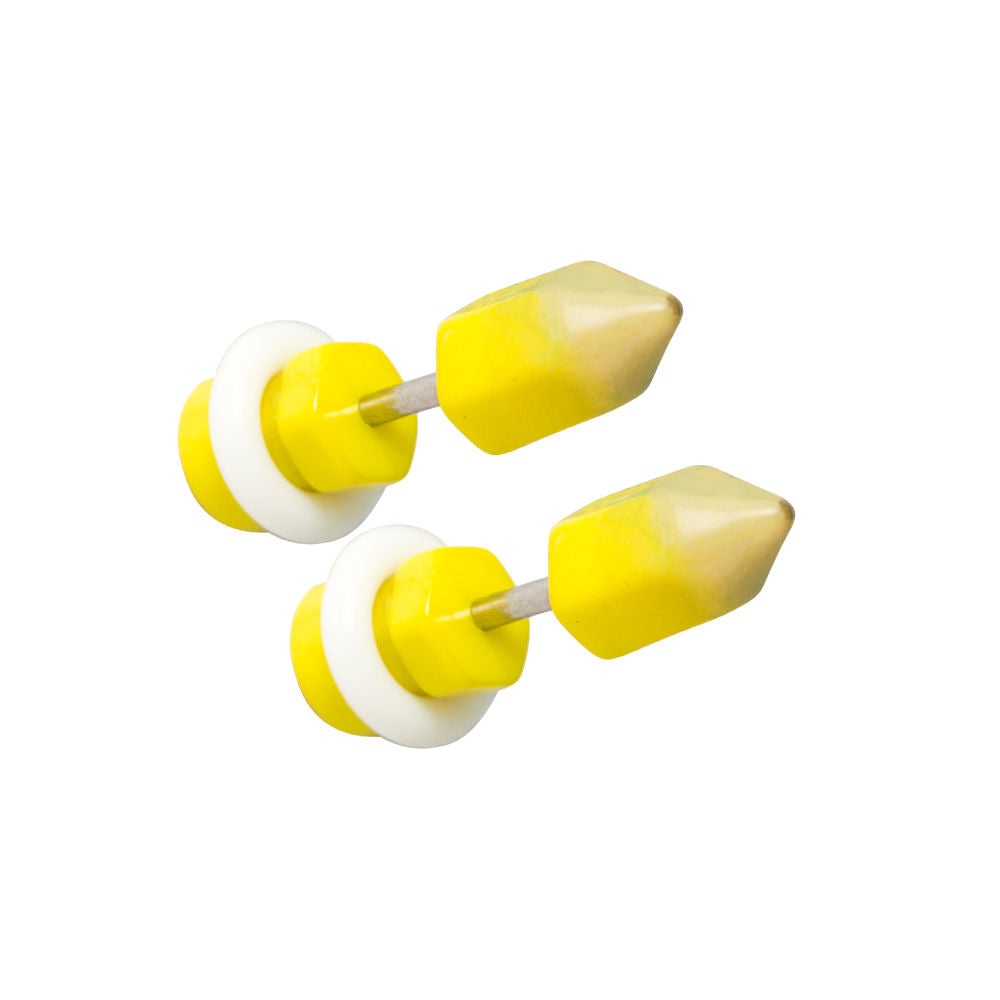 Acrylic Pencil Design Fake Cheater 16 Gauge Ear Plugs - 5 Colors Available