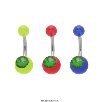 Acrylic Marijuana Leaf Belly Button Ring