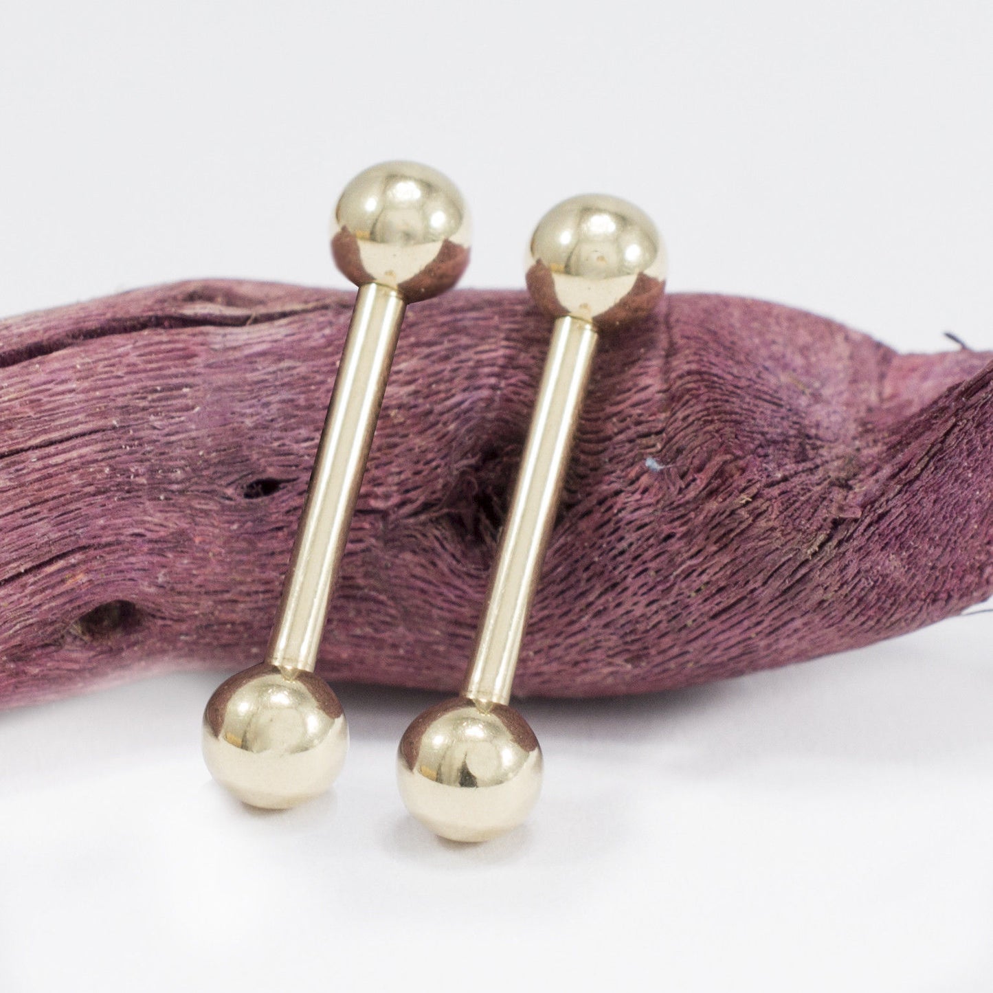 Tongue Ring 14K Solid Gold Piercing Barbell 14g