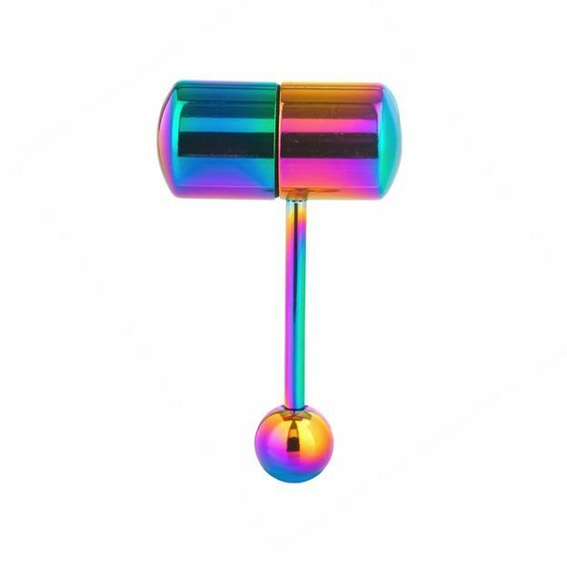 Lix Anodized Steel Multi-Color Vibrating Tongue Ring 14G