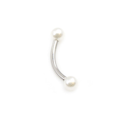 Curve Barbell with Faux Synthetic Pearl 16g  (eyebrow, lips, cartilage)