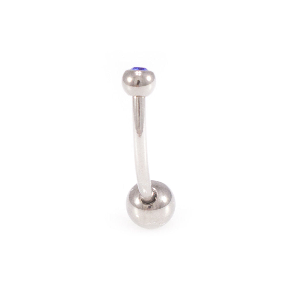 Belly Button ring Package of 5 Navel Ring Solid Titanium with two CZ Jewels 14g
