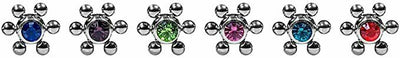 Lot Of 6 Tongue Rings Barbells Surgical steel Flowers 14g