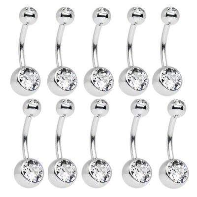 10 Clear CZ Belly rings Double Jeweled 14G 7/16" 11mm