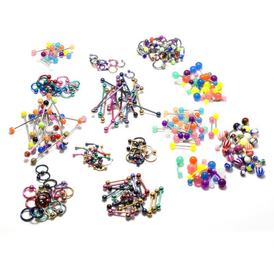 Wholesale Lot 232pc Eyebrow Nipple Industrial Barbell Tongue Belly Ring Nose Lip