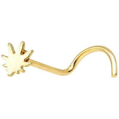 Nose Ring Screw with Pot Leaf Design 20 Gauge Surgical Steel
