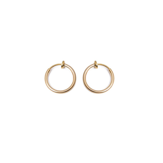 Pair of Non-piercing Fake Hoops Anodized Gold Finish Lip, Nose, Cartilage & Ear