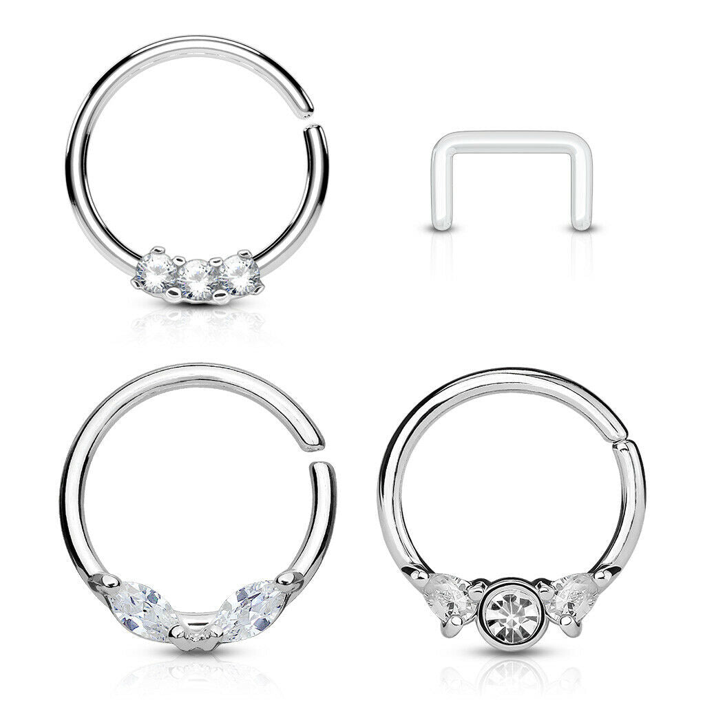 4 Pack Circle Bendable Nose Septum and Ear Cartilage Hoops Free Clear Retainer