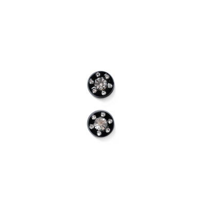 Pair of Black Faux ear plugs with jewels Zirconia Magnetic Non Piercing Earrings
