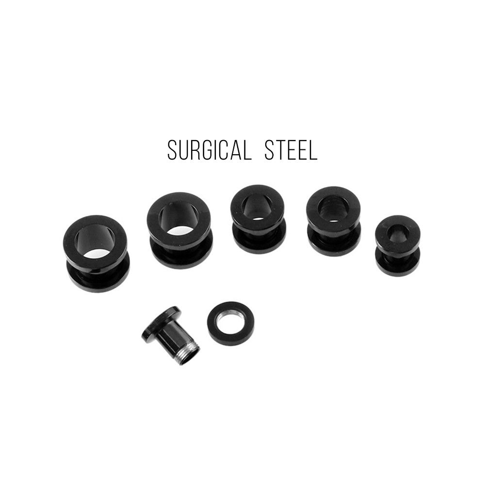 Stretching Taper and Tunnel Kit 36 Pieces Surgical Steel with Black IP Coated.