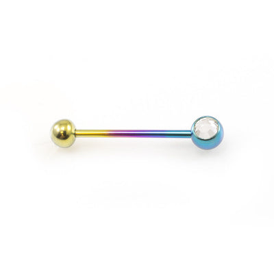 Straight Barbell with CZ Jewel 16 Gauge 10 mm length Perfect fit to eyebrow