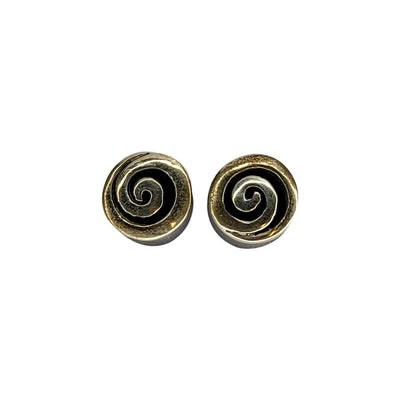 Pair of Hollow Ear Plugs Organic Bone with Silver Spiral Design