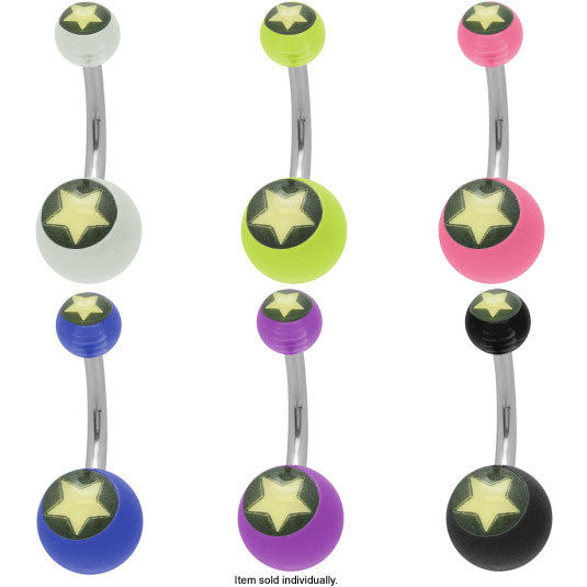 Cool Acrylic Star Logo Belly Button Ring