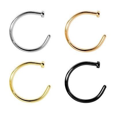 Surgical Steel Nose Hoop 4 Pack All Colors BodyJewelryOnline