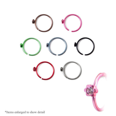 7-piece I.P. Coated Nose, Cartilage, Tragus Hoops - 316L Steel 18ga-5/16"(8mm)
