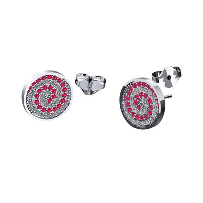 Pair of Press Fit Cubic Zirconia Swirl Stud Earrings 20ga 316l Stainless Steel