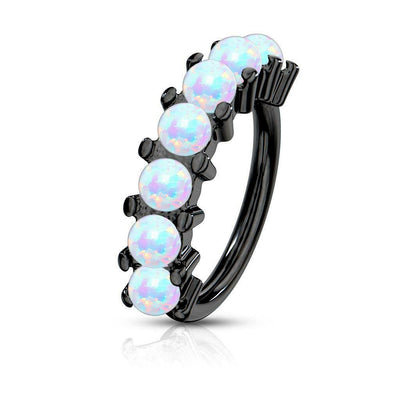 Cartilage Nose Bendable Hoop with 7 Opalite Lined Set Design
