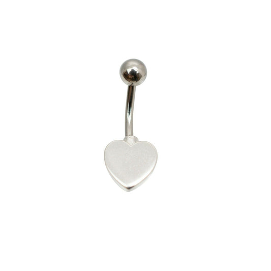Belly Button Ring Non-Dangle Heart Design 14 Gauge Surgical Steel
