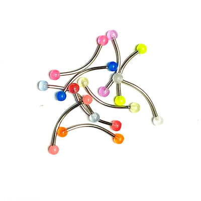 SNAKE EYE TONGUE RINGS PIERCING JEWELRY GLOW IN THE DARK 10 PIECE VALUE PACK SURGICAL STEEL LONG SHAFT 16 GAUGE 14MM NO DUPLICATES