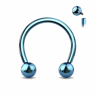 Internally Threaded Implant Grade 23 Solid Titanium Horseshoe 16ga 5/16-8mm