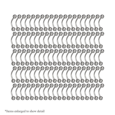 Package of 100 Curved Barbell Cartilage 14G Eyebrow Piercing Ring