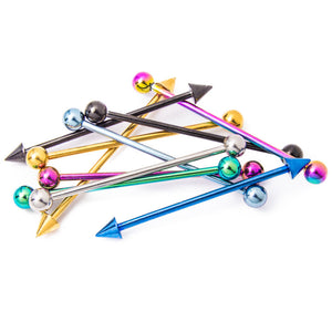 10 Industrial Piercing Barbells - Anodized Titanium Piercing Bars - 14G 1.5"