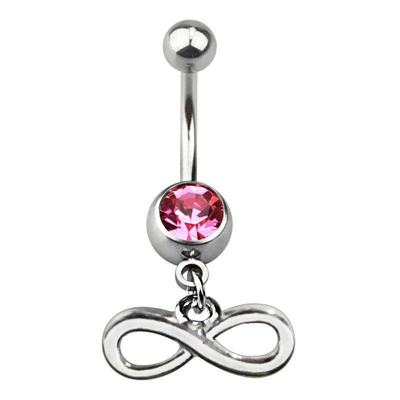 Surgical Steel Dangling Infinity Sign Symbol Belly Ring 14 Gauge