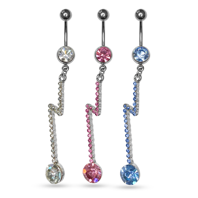 Belly Button Ring with long Lightning design jewels 45mm long 14G