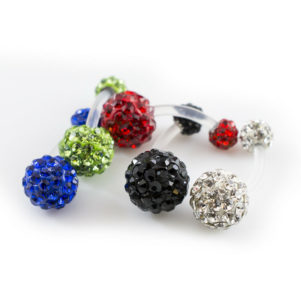 Pack of 5 Belly Button Ring with Bioflex Shaft and Ferido Ball  14g