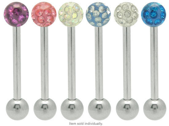 Colorful CZ Jeweled Barbell Tongue Ring