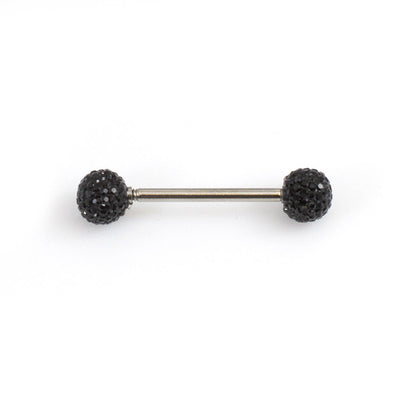 Tongue Barbell with Acrylic Textured Designed Balls 14ga 5/8 inches -15mm