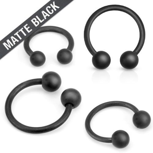 316L Surgical Steel Matte Black IP Horseshoe - Sold as Pair - 4 Sizes - HTM