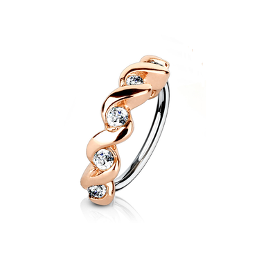 Nose and Cartilage Bendable Hoop Ring with CZ Twisted Half Circle Top 18g or 20g