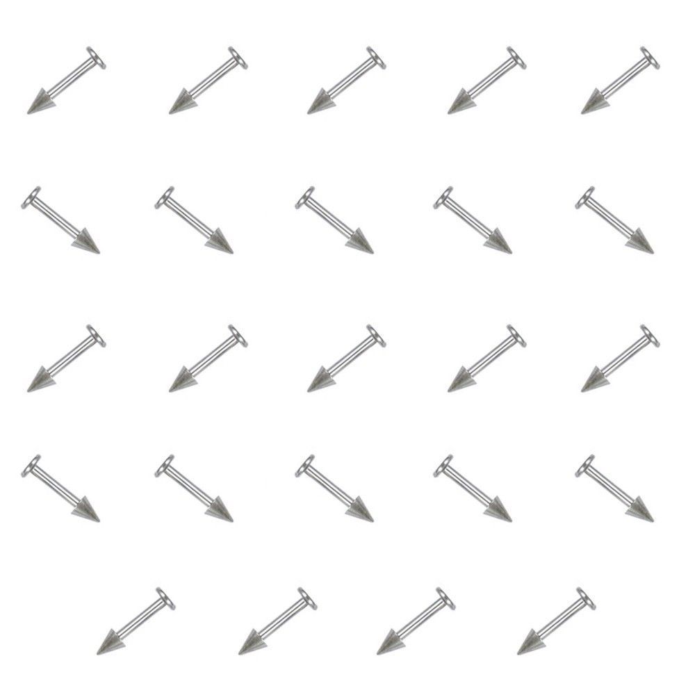 24 Pack Labret Monroe Piercing Barbells with Spike Ends 316L Steel - 14g and 16g