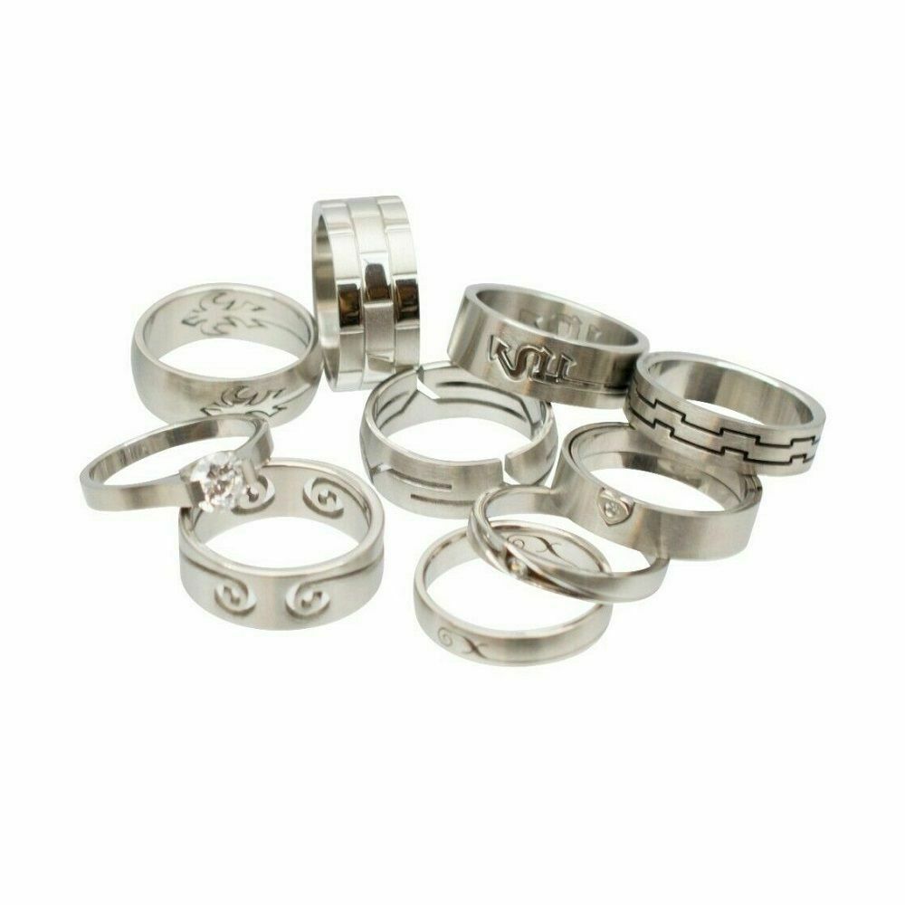 Stainless Steel Rings Assorted Design No Duplicates Randomly Picked- Pack of 12
