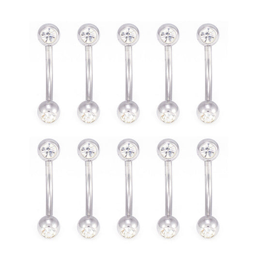 Belly Button Ring Value Pack of 10 Navel Ring 14G with Clear Cubic Zirconia