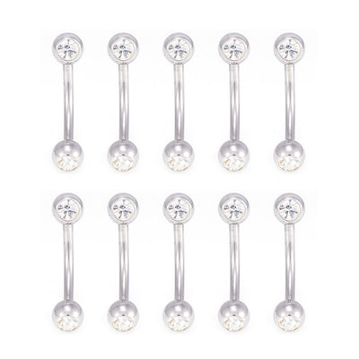 Belly Button Ring Value Pack of 10 Navel Ring 14G with Clear Cubic Zirconia