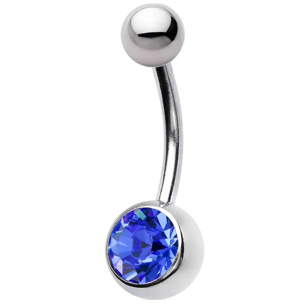 14ga Navel Ring Jeweled CZ High Polish 316L Surgical Steel - Sold Each