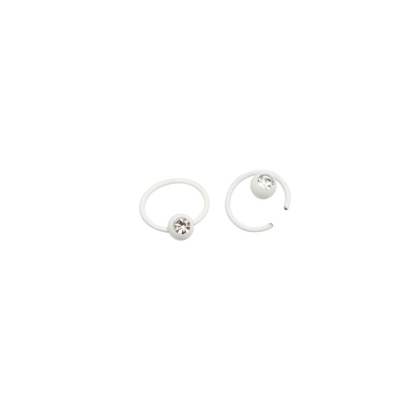 Nipple White Captive Bead Rings with Cubic Zirconia Sold as a Pair 16 Gauge