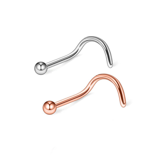 Pair of Nose Screw with ball end 20G. Rose Gold and Surgical Steel