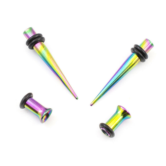 Ear Tunnel and Taper Pack of two pairs Multicolor Anodized Titanium with O rings