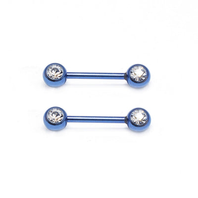 Nipple Ring Anodized Titanium 14G Nipple Piercing Barbell Front Facing Clear CZ