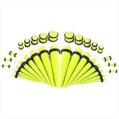 Ear Stretching Kit with Glow Tapers and Plugs 36 Pieces - 14ga- 00ga