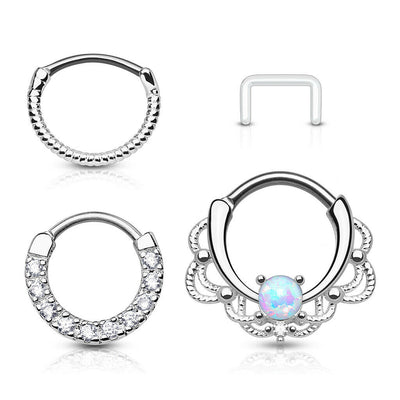 4 Pack Surgical Steel Nose Septum and Ear Cartilage Hoops Free Clear Retainer