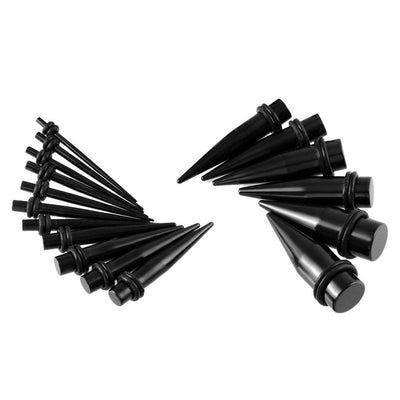 Stretching Taper and Tunnel Kit 36 Pieces Surgical Steel with Black IP Coated.