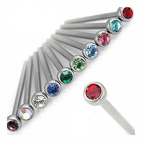 Nose Ring Fish Tail Press Fit Assorted CZ Colors Randomly Picked 20ga 10 Pieces