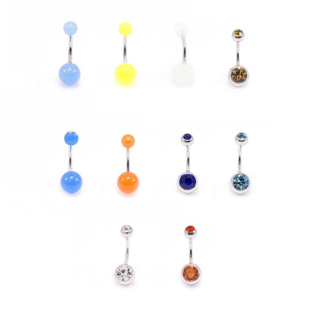 BodyJewelryOnline 10 pc Pck Belly Button Rings Naval Piercing Surgical Steel