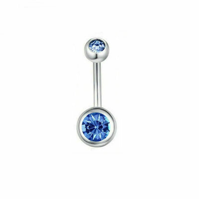 Double Jewel Belly Button Rings Stainless Steel Surgical Steel 16ga - 3 pack